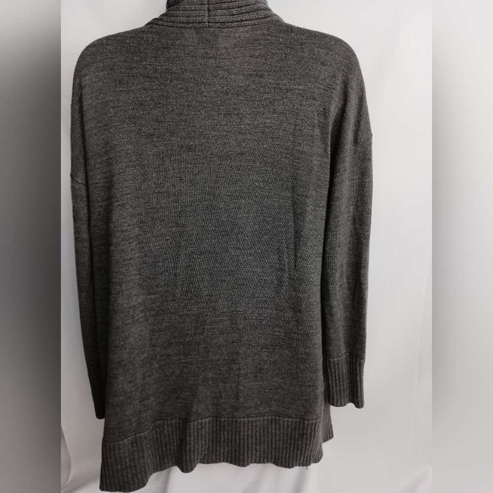 ANN TAYLOR Coatigan Office L‎ Gray Women's Open Front Cardigan Duster Sweater - Picture 7 of 8